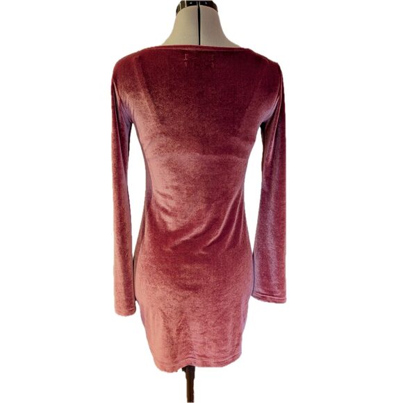 URBAN OUTFITTERS "Belle Velvet" Bell Sleeve Mauve/Pink Bodycon Mini Dress Sz. M - Picture 5 of 8